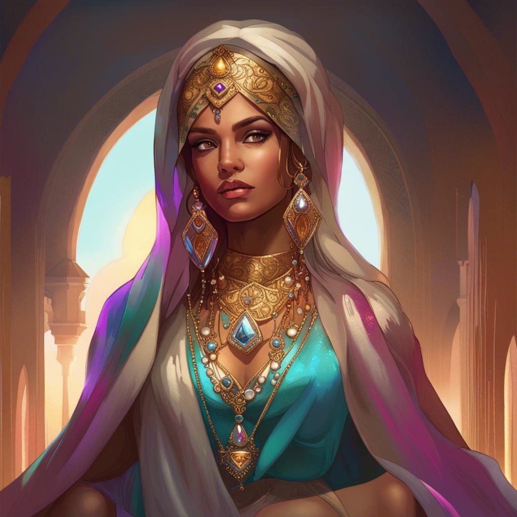 Detailed Portrait of an Arabian Princess in Digital Art