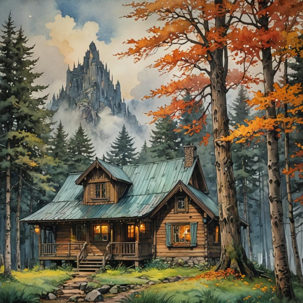 Cabin in Storm, Impressionistic Magic Realism