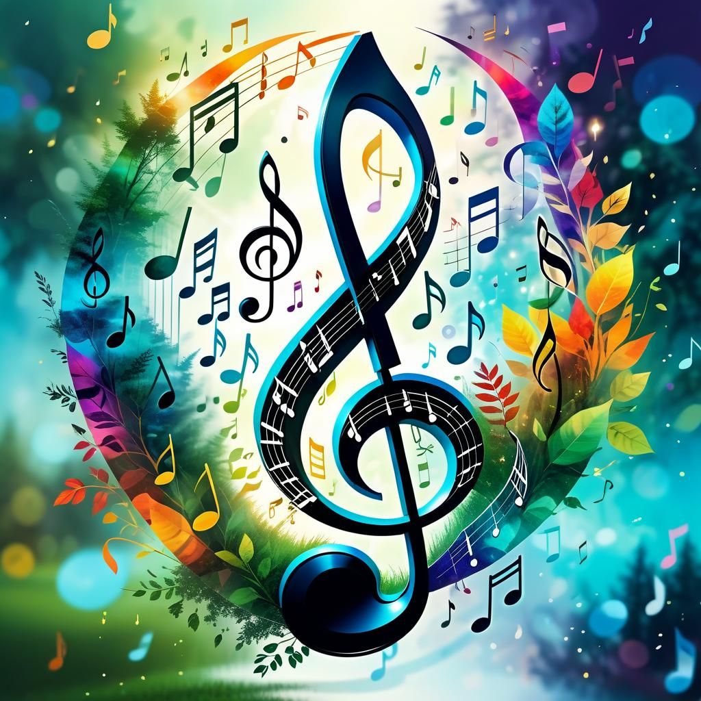 Harmonious Music Note Double Exposure Art