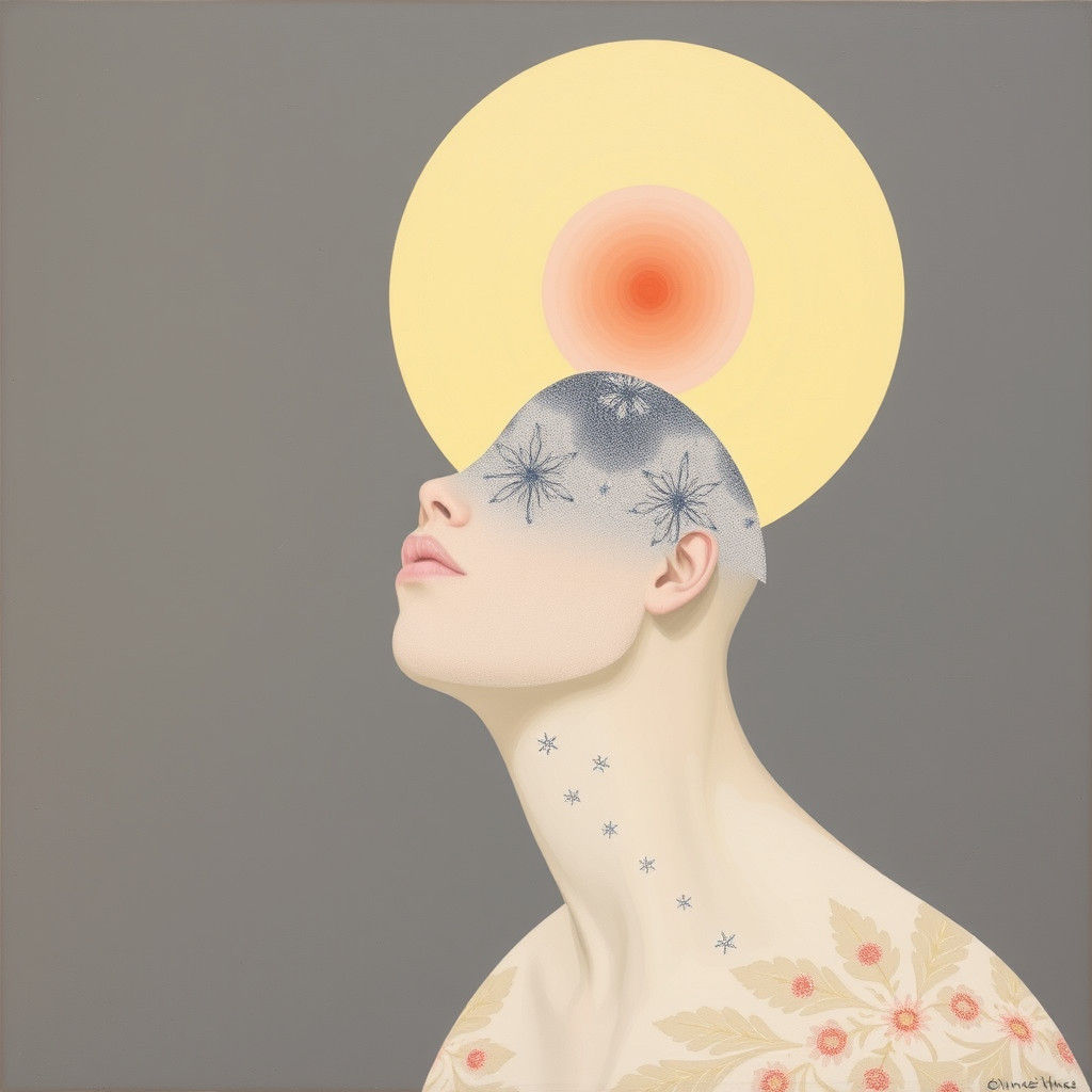 Abstract Painting with Spiritual Symbols