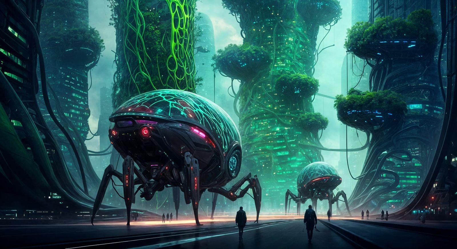 Futuristic Biopunk City of Living Organisms
