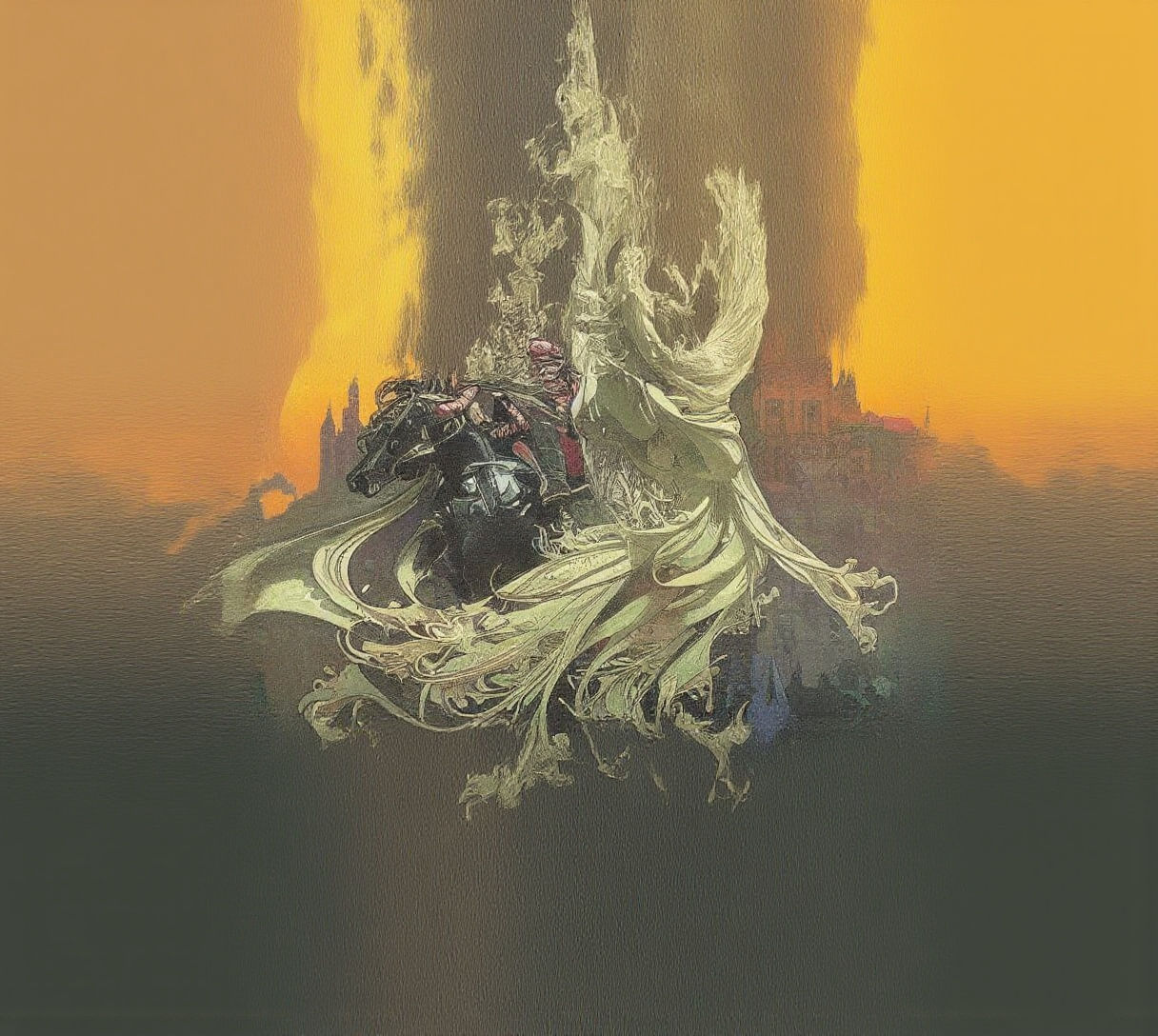 Beast Leaps Through Explosion: Dark Fantasy Concept Art