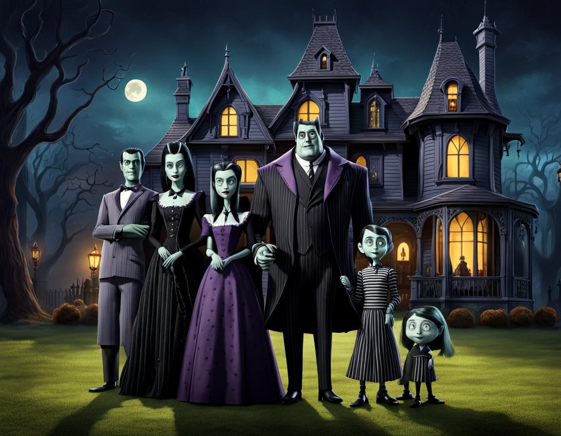 Munsters Family Meets Addams House: Burton-esque 8k Art