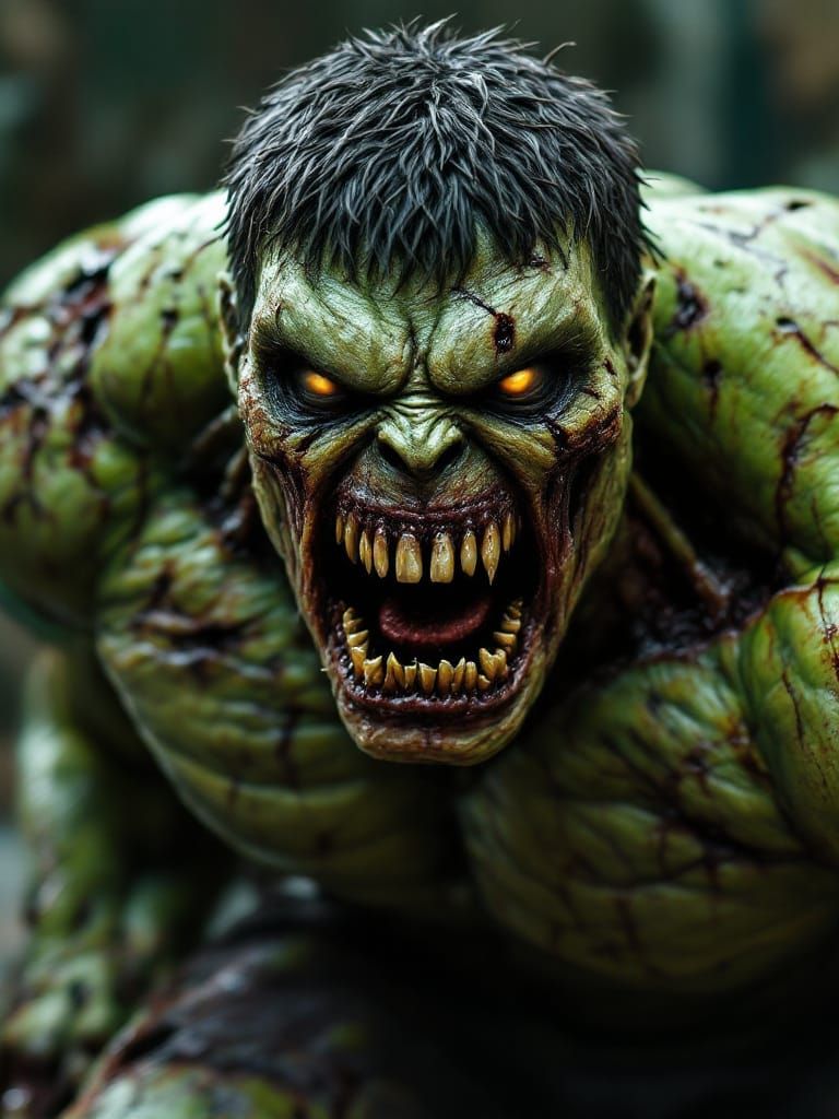 Marvel Zombie Hulk with Decaying Green Skin