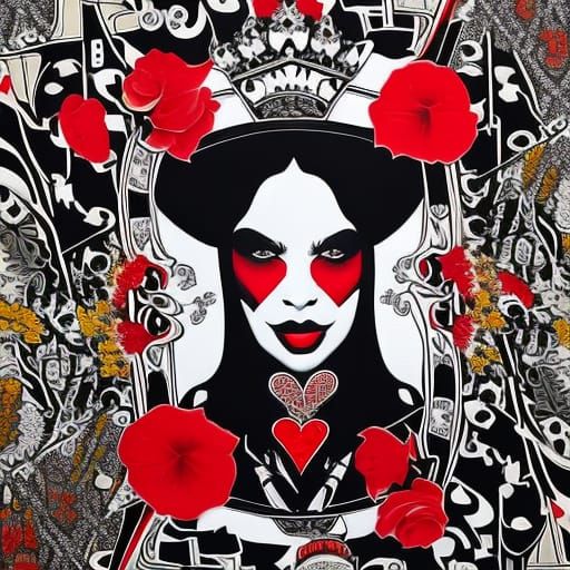 Queen of Hearts in Graffiti Art Style
