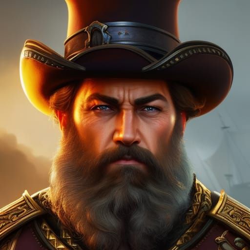 Dwarven Pirate Captain in Dark Fantasy Portrait