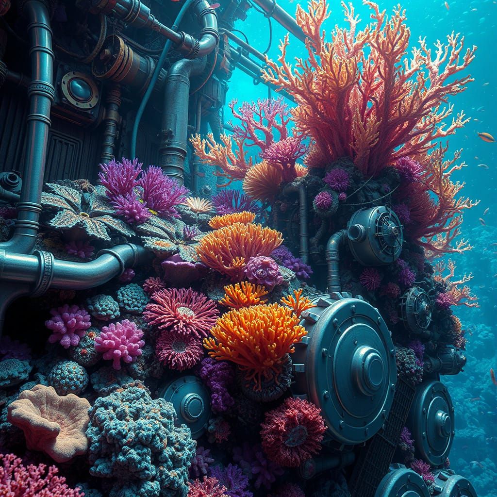 Mechanical Reef in Iridescent Dreamscape