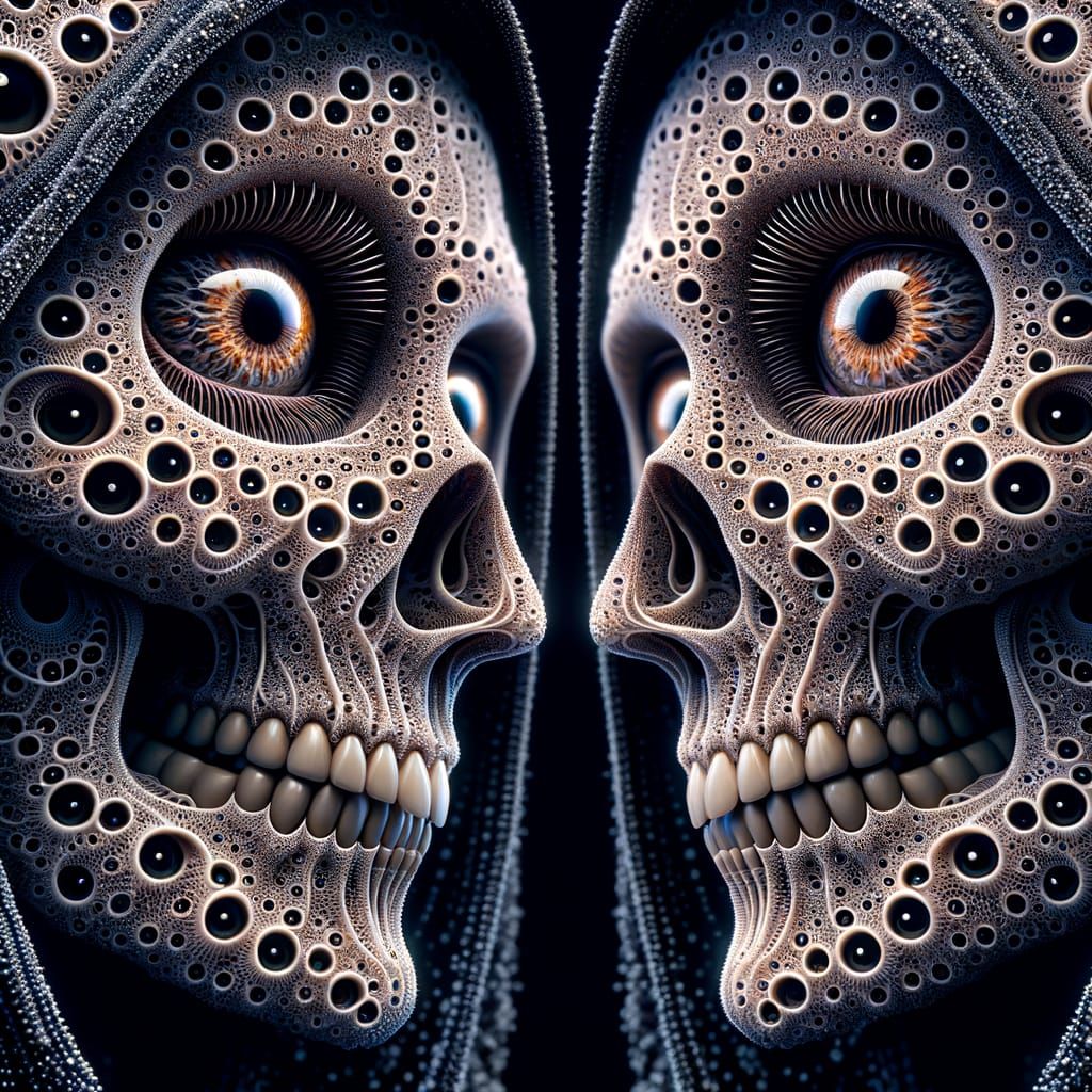 Affectionate Grim Reapers with Glowing Eyelashes