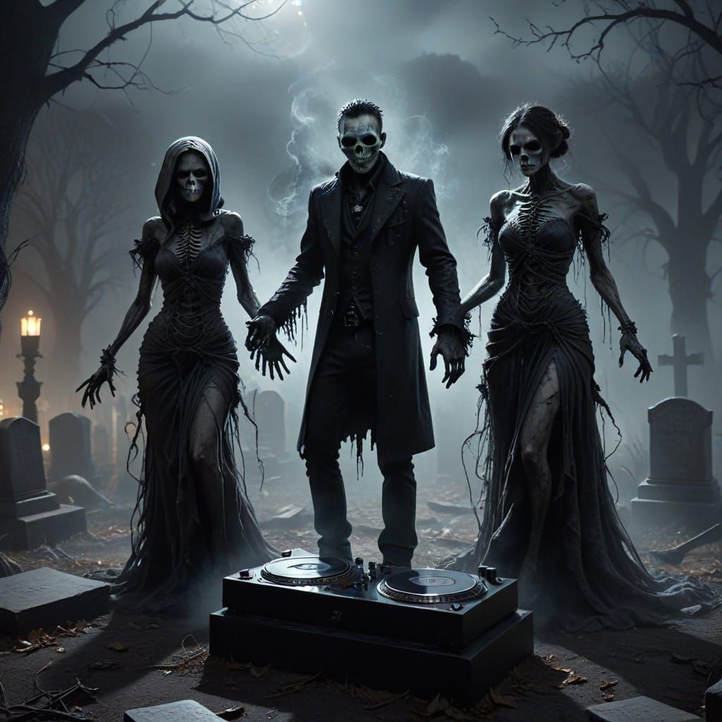 Undead Couple Dances to Macabre Music in Eerie Glow