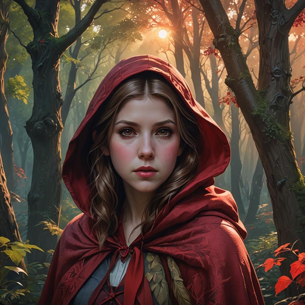 Red Riding Hood Portrait in Hyperdetailed Style