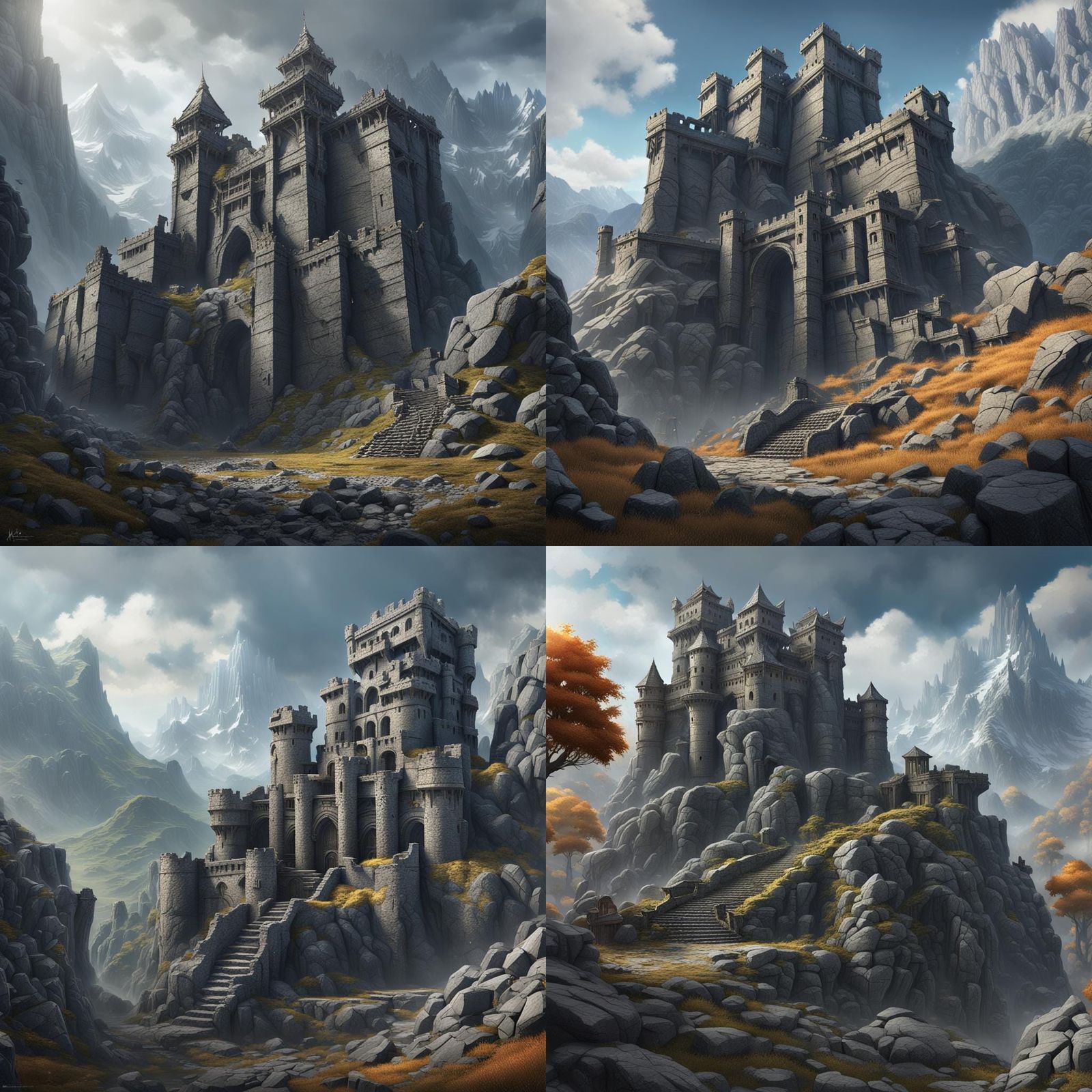 Ruined Stone Giant Fortress in the Mountains