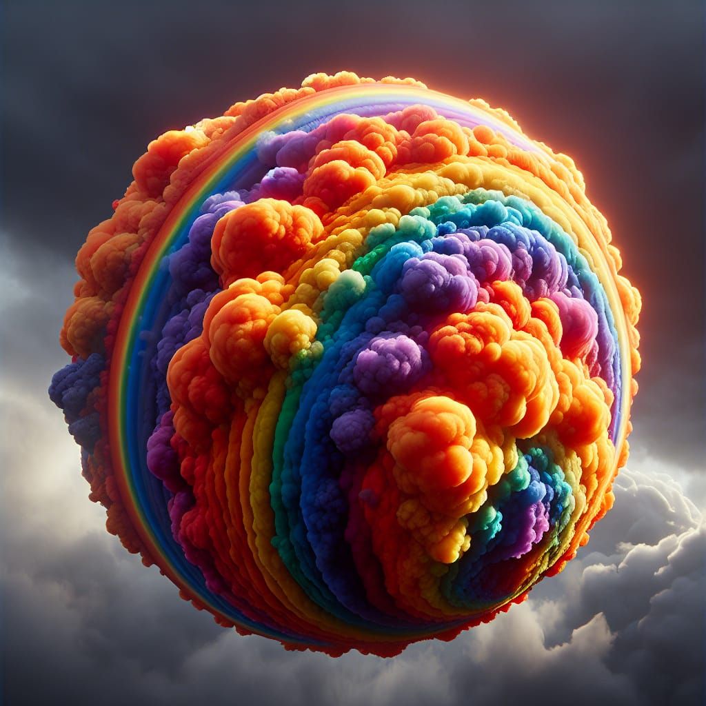 Macro Rainbow Against Overcast Sky: Cinematographic Shot