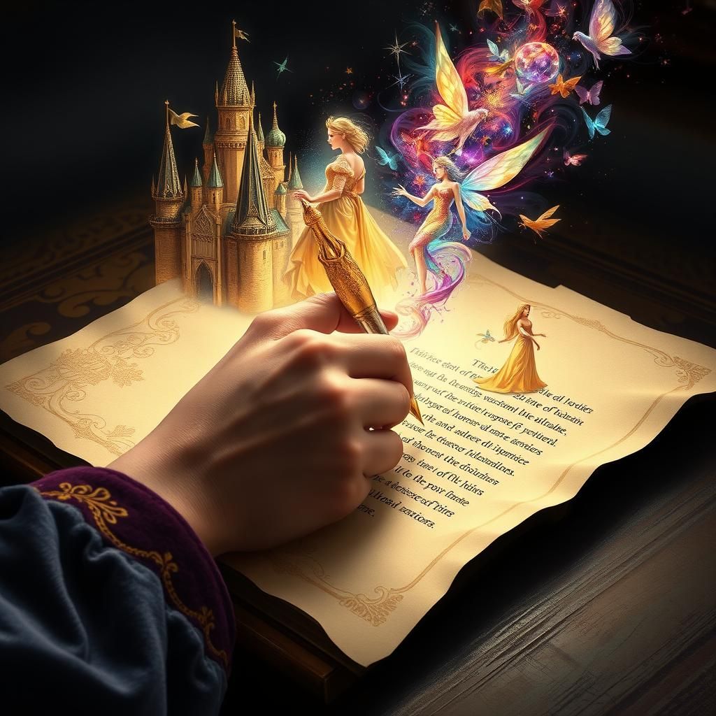 Hand Writes Fairytale with Magical Glass Pen