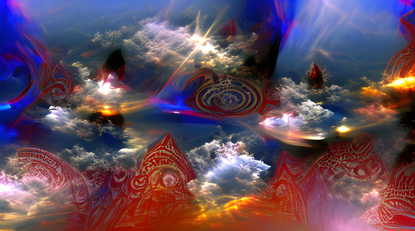 Psychedelic Mandala Sky and Spaceship Launch