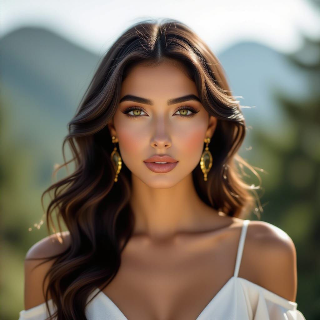 Beautiful Persian Woman in Golden Hour Forest