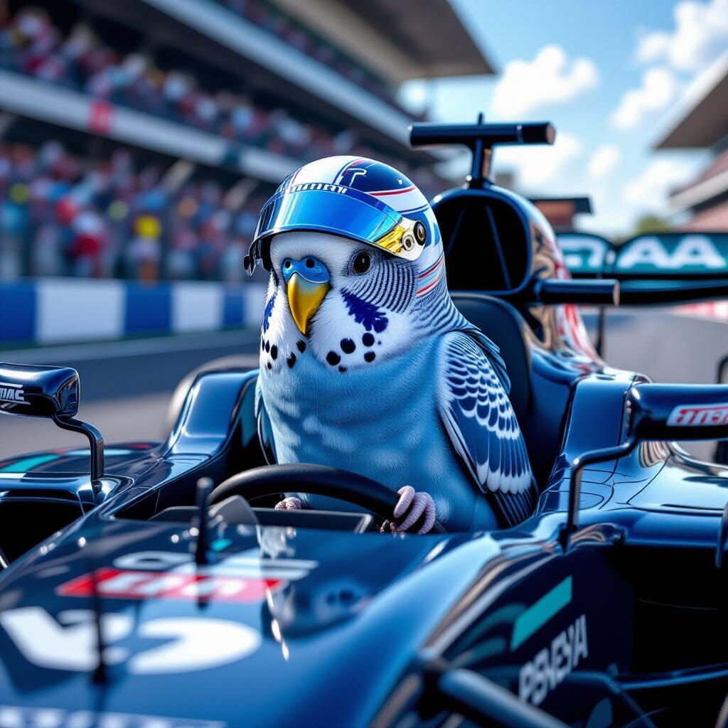 Budgie Races a Formula 1 Car