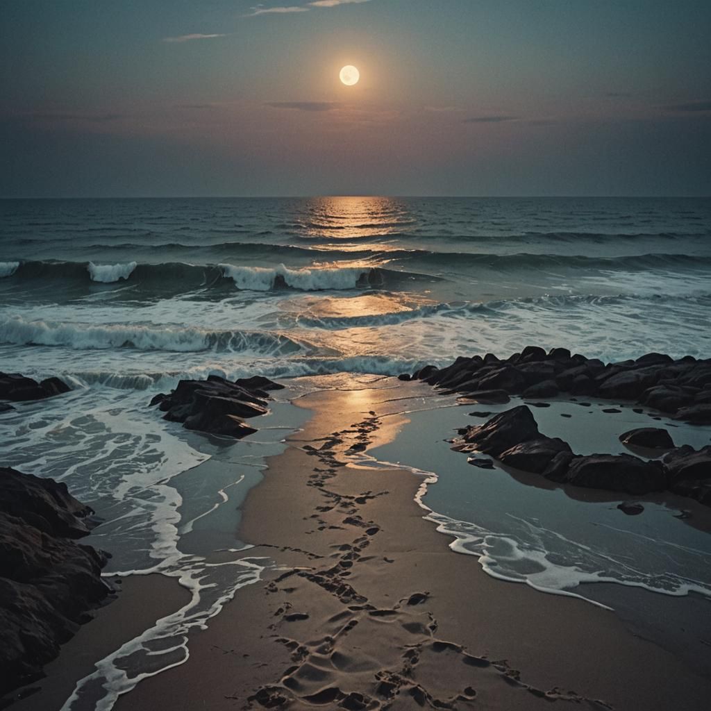 Dramatic Twilight Sea Waves Cinematic Still