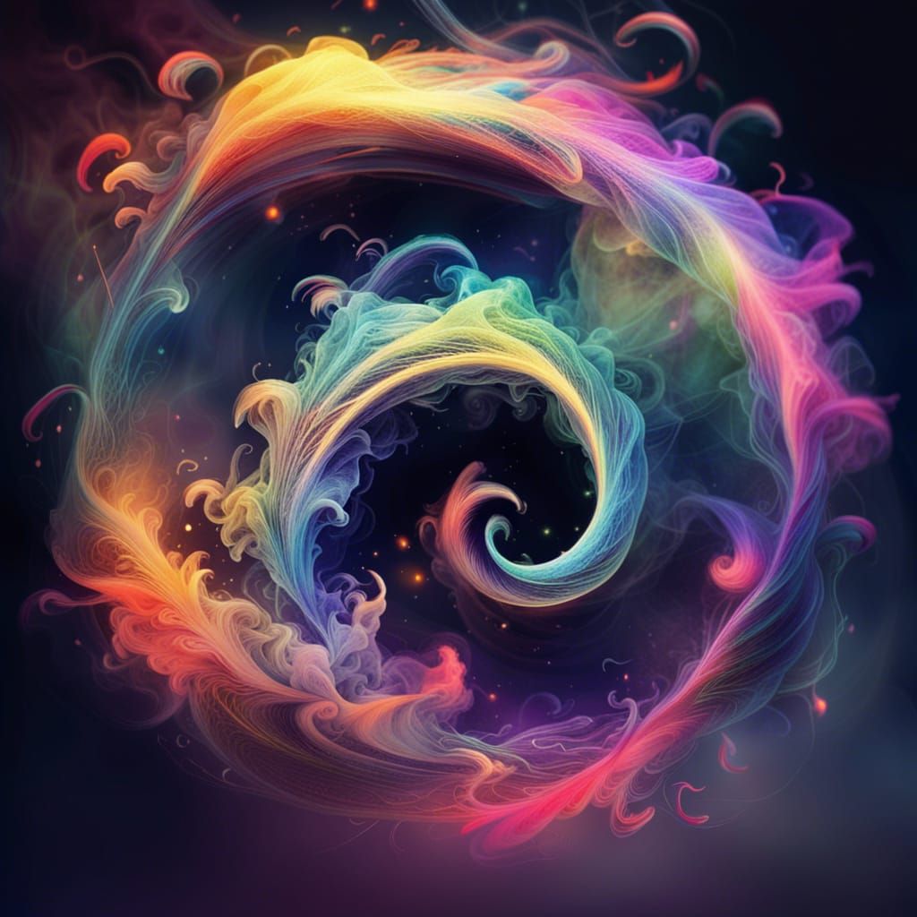 Psychedelic Monolith in Swirling Rainbow Smoke