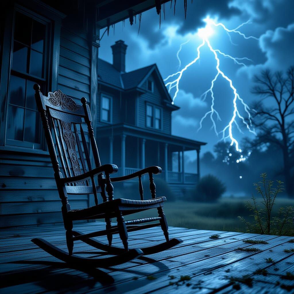 Haunted Mansion Porch Rocking Chair in Dark Fantasy Style