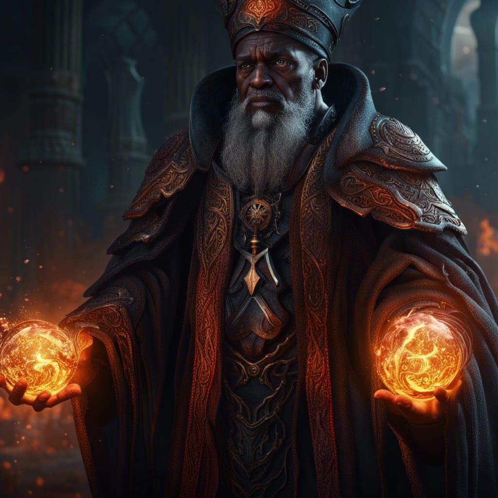 Black Divine Fire Sorcerers: Detailed Matte Painting