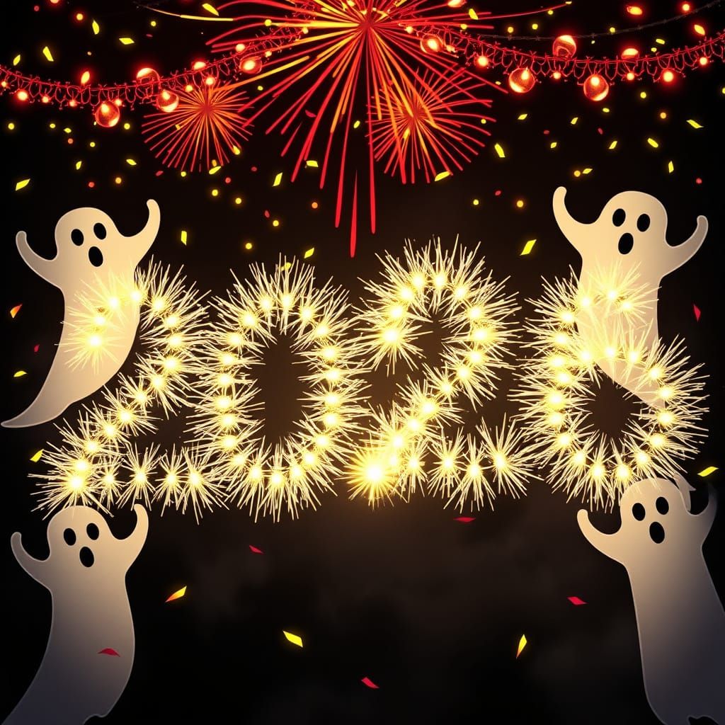 Spooky New Year's Eve Party with Ghosts and Spirits