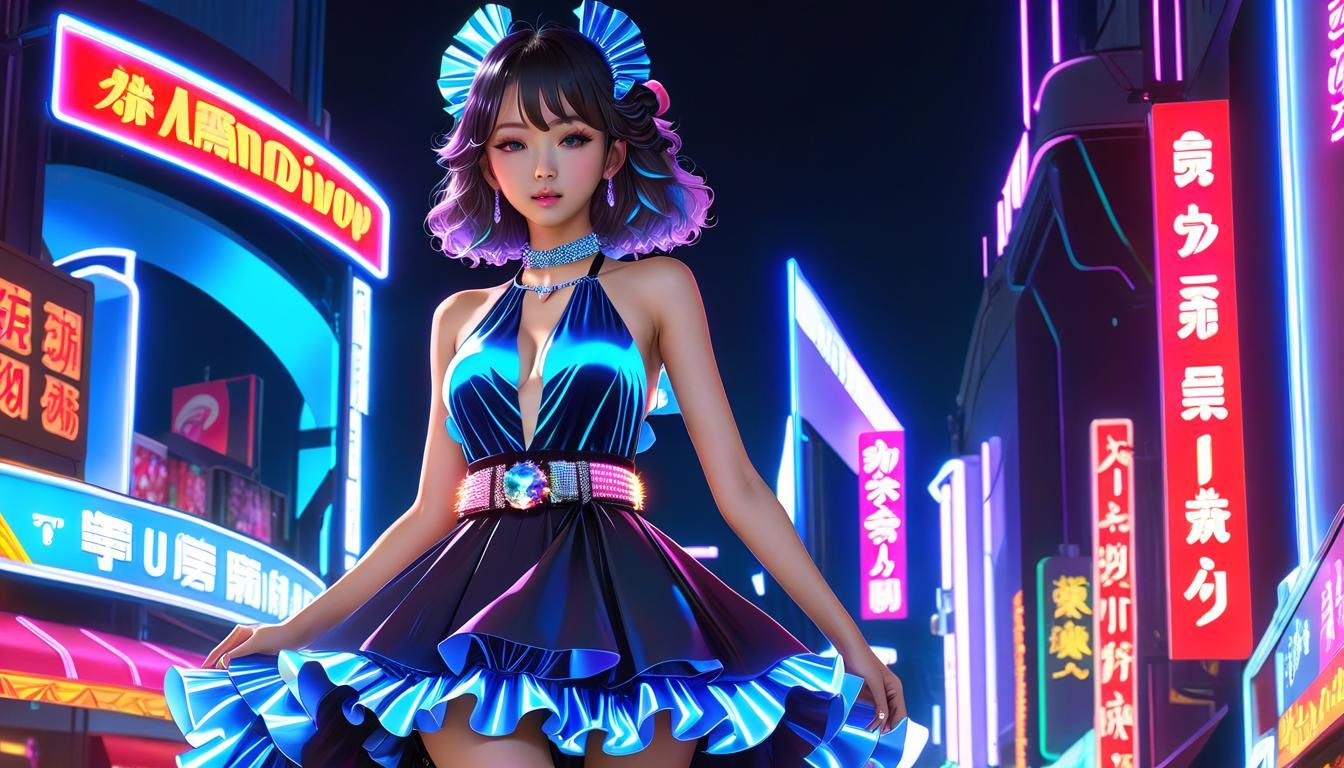 Neon Lights and 2000s Dress in 3D Anime Art