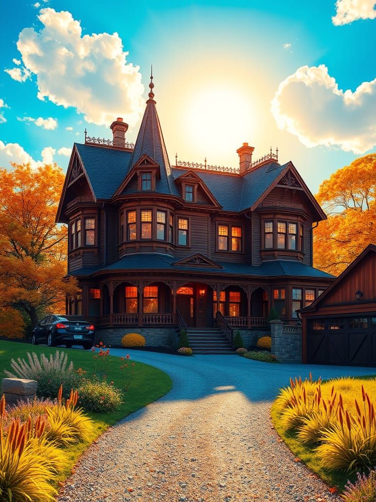 A Victorian Mansion in Vibrant, Sun-Kissed Splendor