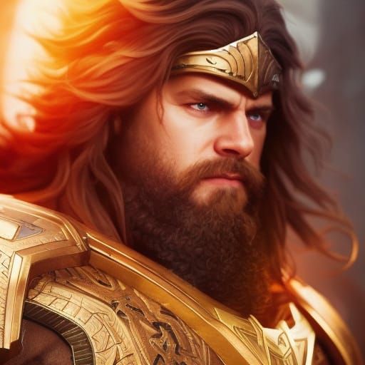 Odin Portrait with Ravens in Hyperdetailed Digital Painting