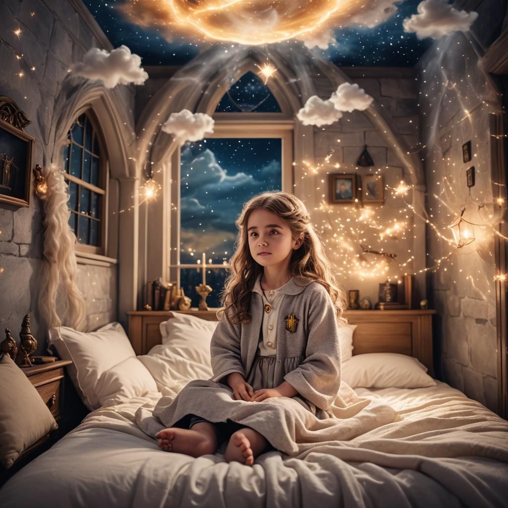 Little Girl in Harry Potter Bedroom with Sunshine