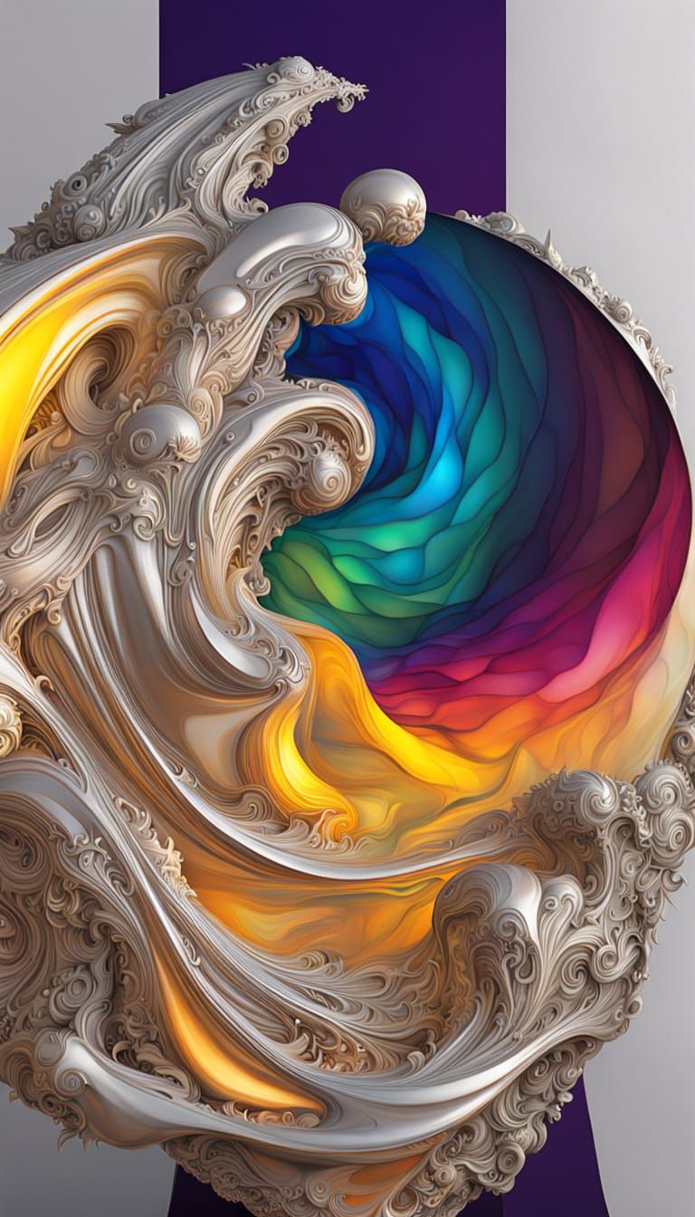 Vorticism Sculpture of Polished Orichalcum, Silver, and Gold