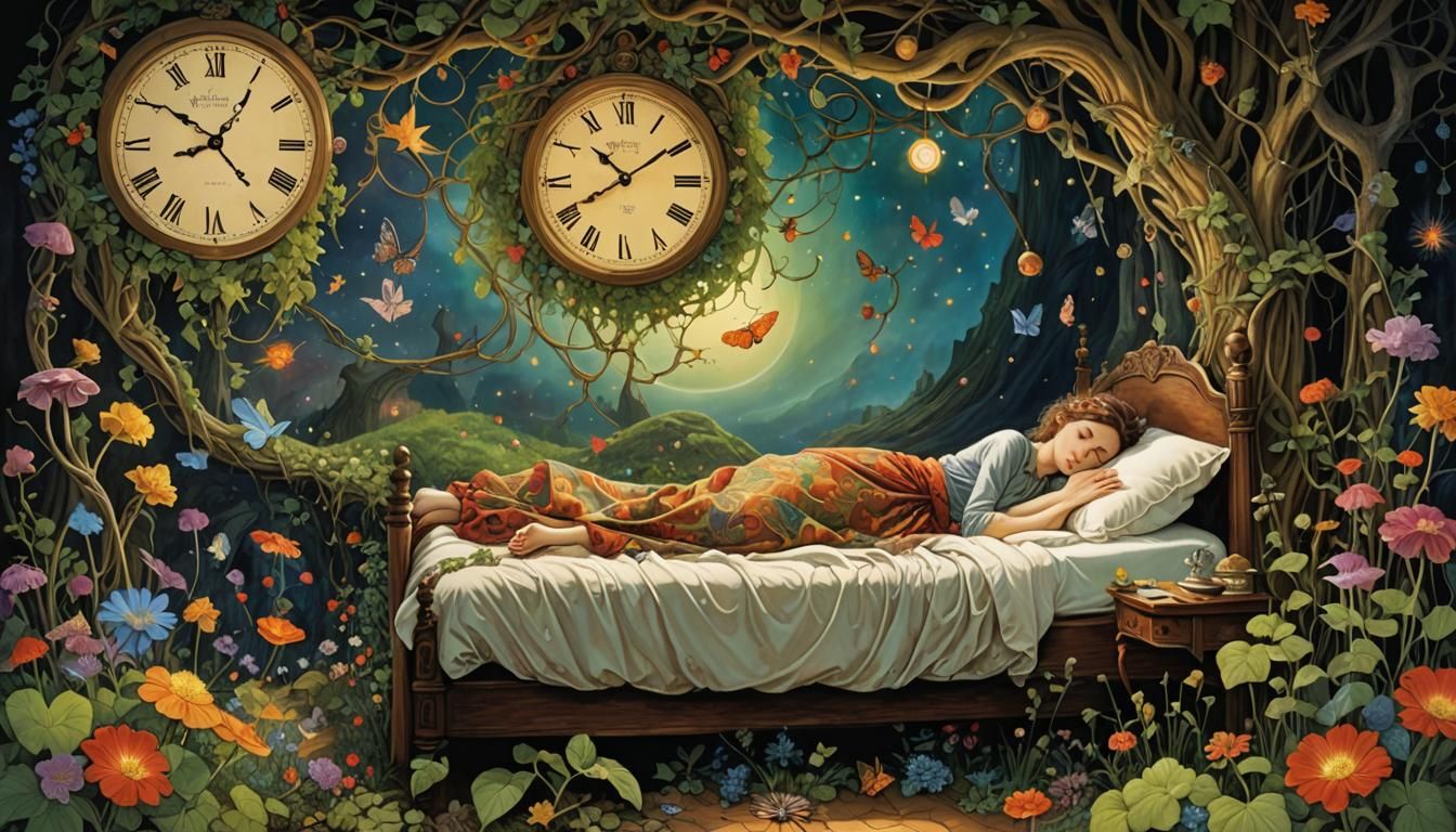 Surreal Dreamscape with Fairy and Colorful Aura