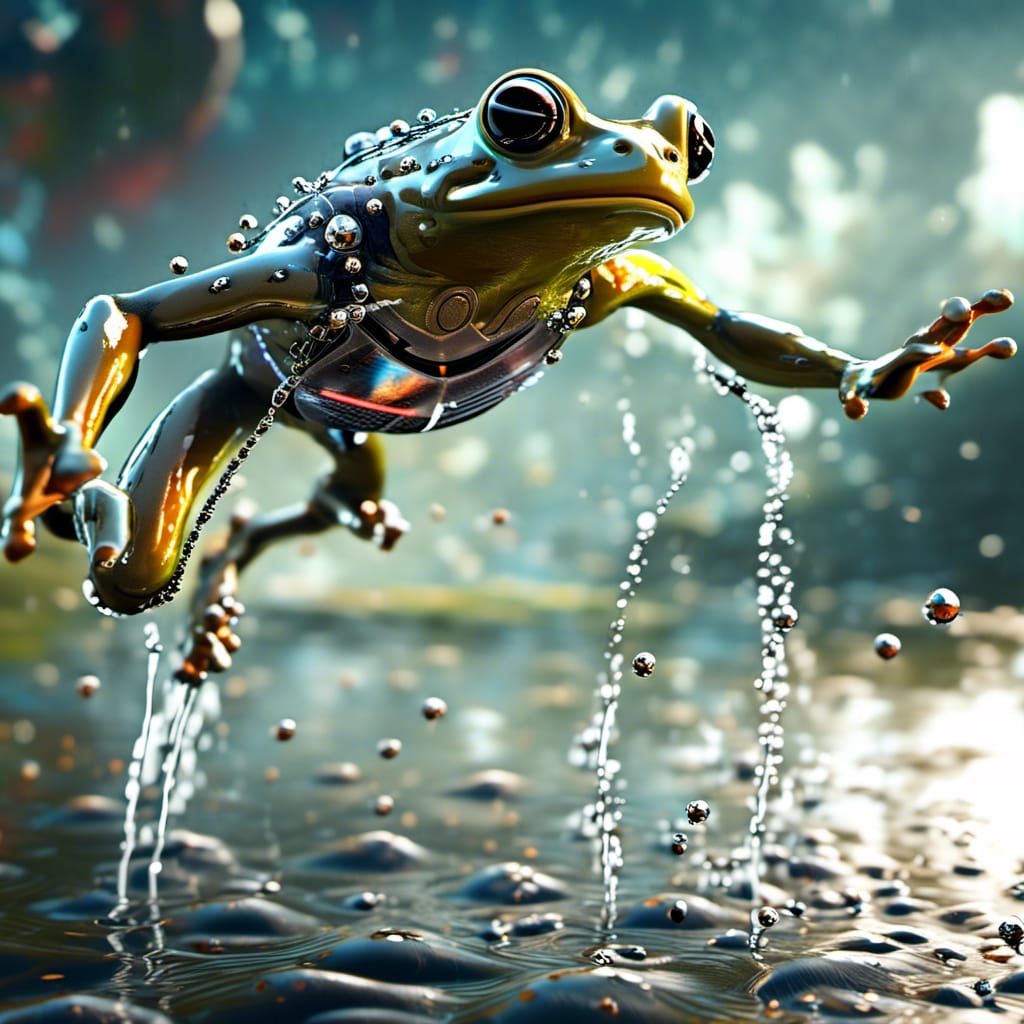 Cyborg Frog Leaping with Cybernetic Implants