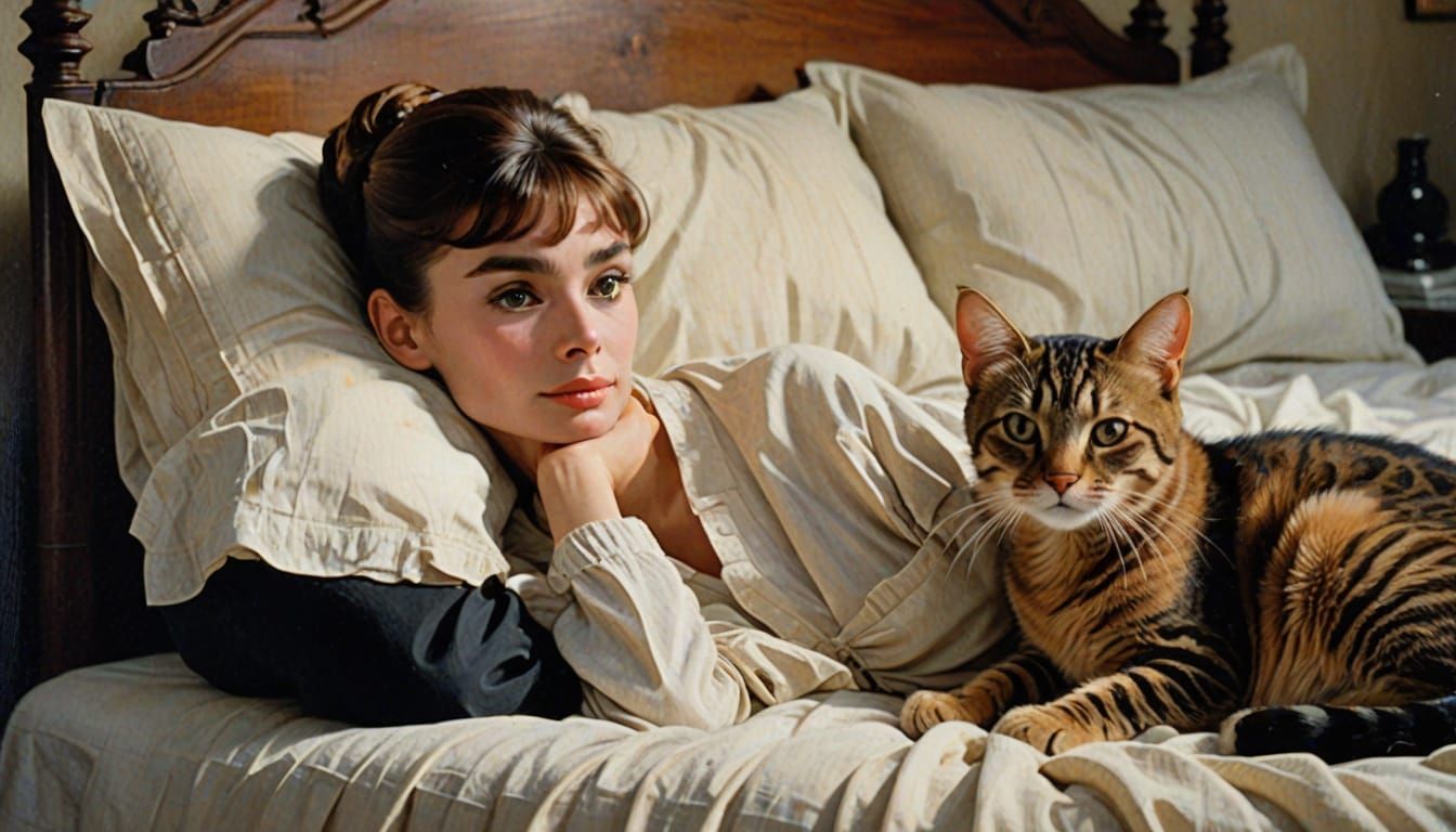 Soft Focus Morning Portrait in Velvet Bed