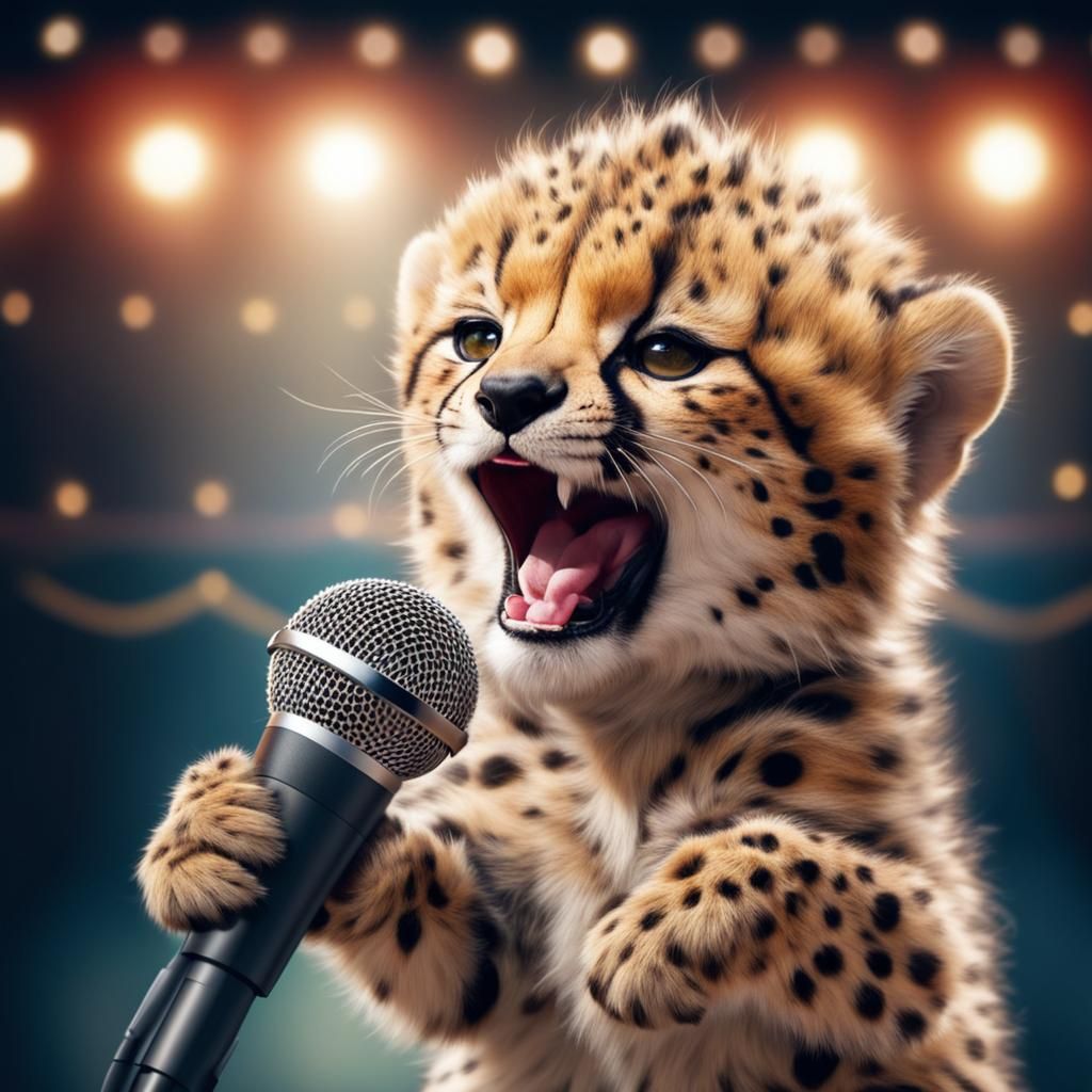 Cute Baby Cheetah Sings at Talent Show