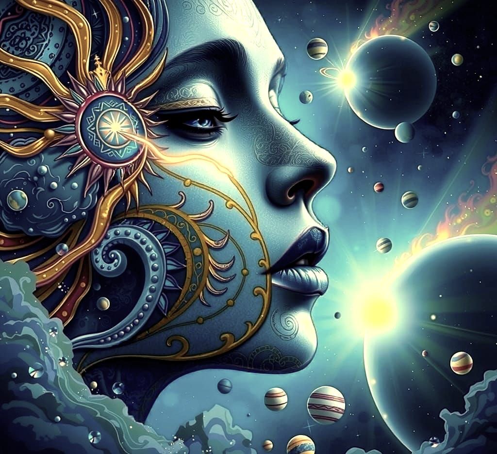 Goddess of the Galaxy Shines with Celestial Light