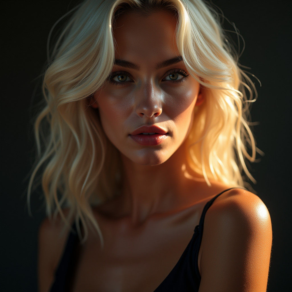 Glamorous Blonde Woman in High-Fashion Portrait