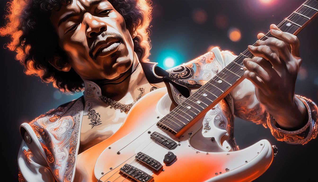 Vibrant Guitar in Neon Synthwave Style