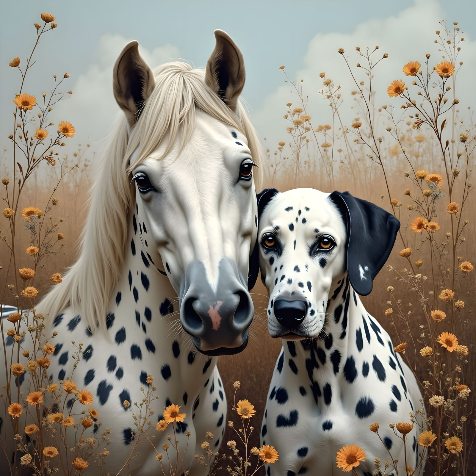 Leopard Appaloosa Horse and Dalmatian Portrait