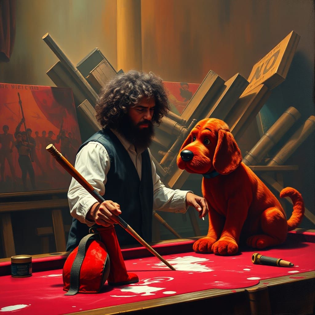 Deadpool as Bob Ross Painting Clifford