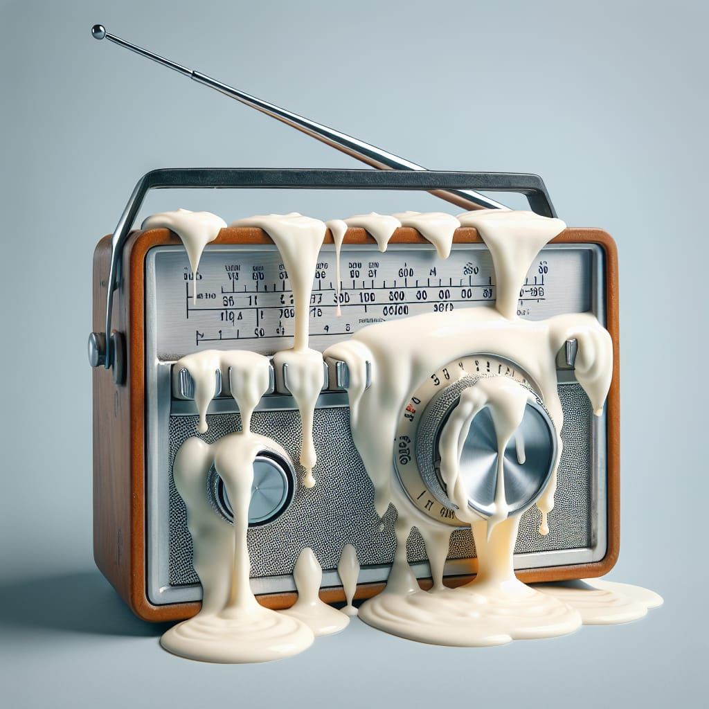 Yogurt-Coated Vintage Radio: An Unconventional Object