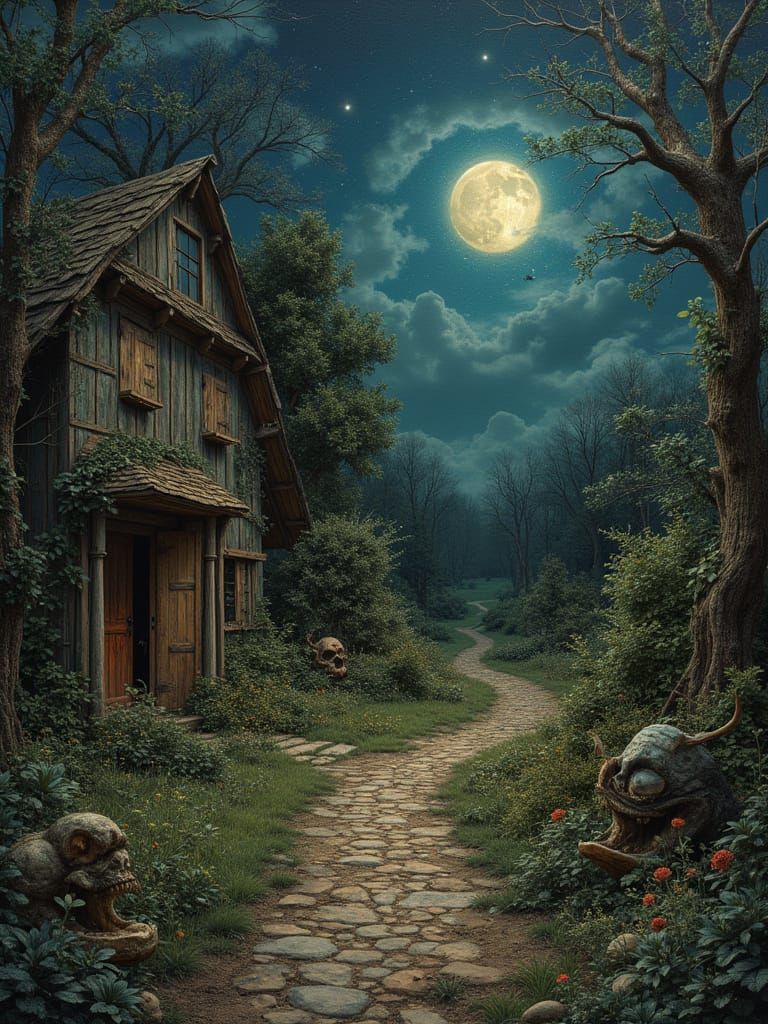 Fantasy Creepy Garden with Rusty Windy Whirlingtons