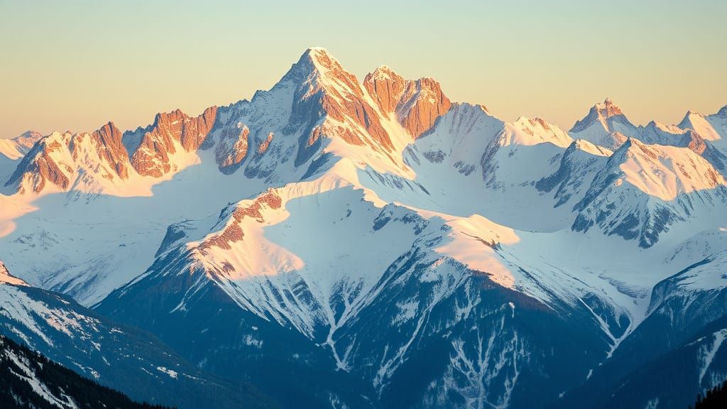 Majestic Alps Mountains in Vivid 1970s Color Print Style