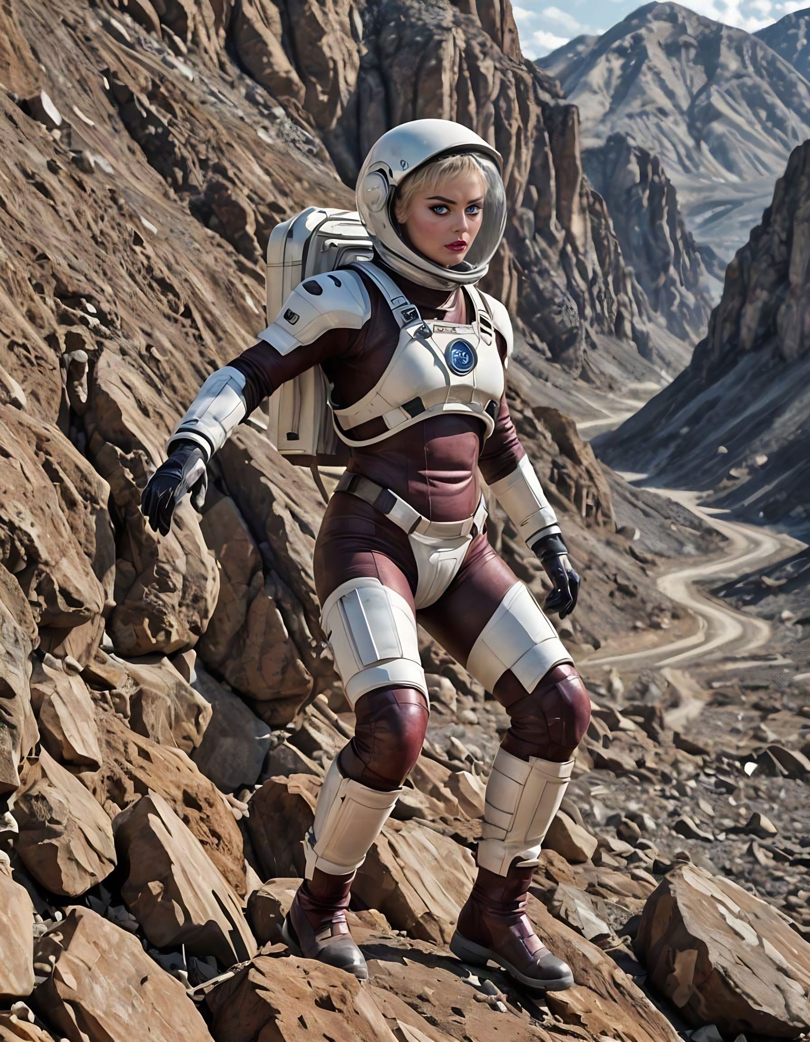 Astronaut Margot Robbie Explores Alien Terrain in Futuristic...