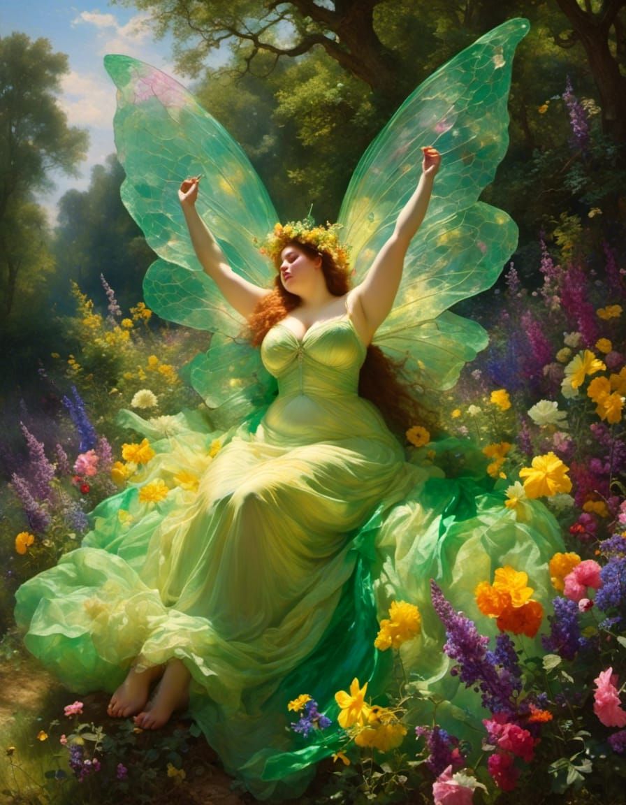 Luminous Fairy with Glowing Wings in Lush Garden