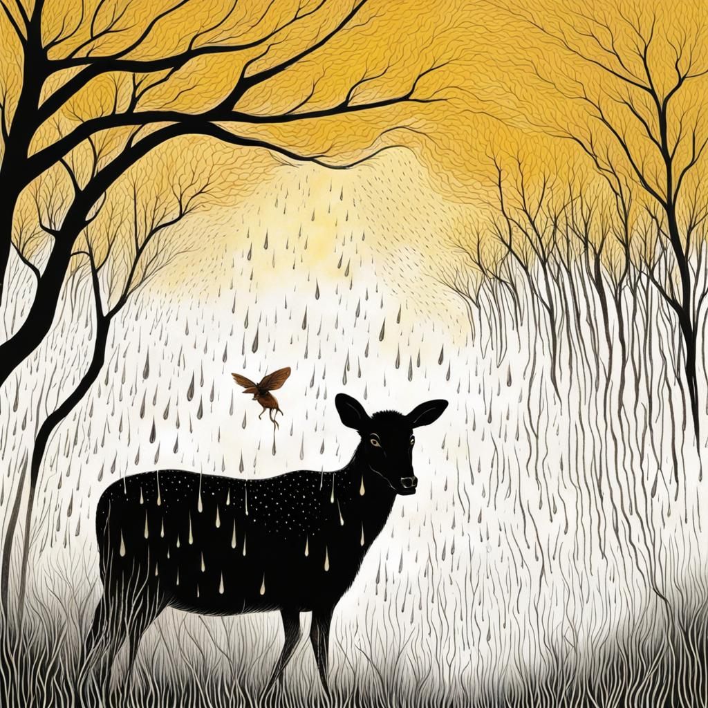 Cow in Meadow: Detailed Matte Painting