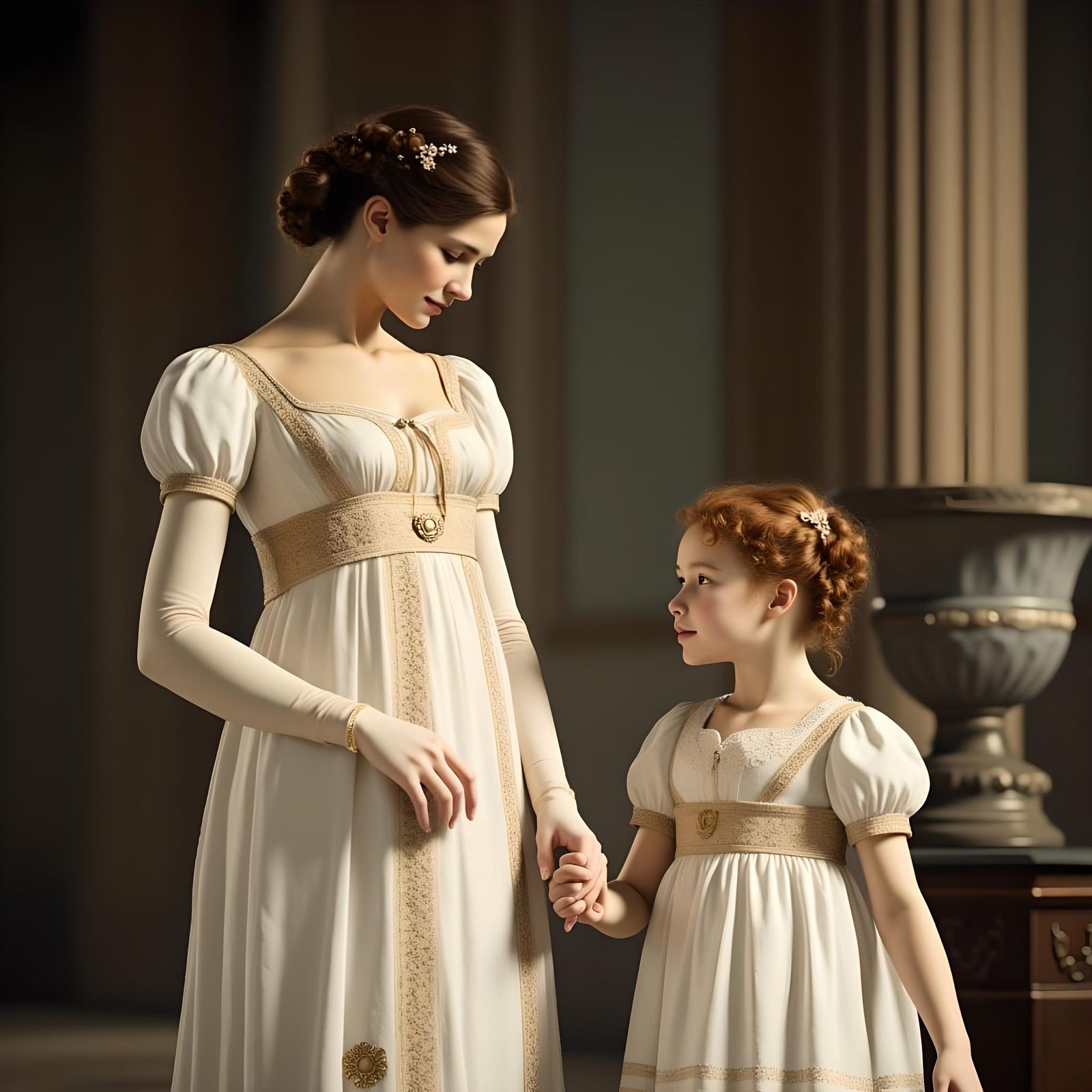 Regency Era Mother and Daughter Portrait