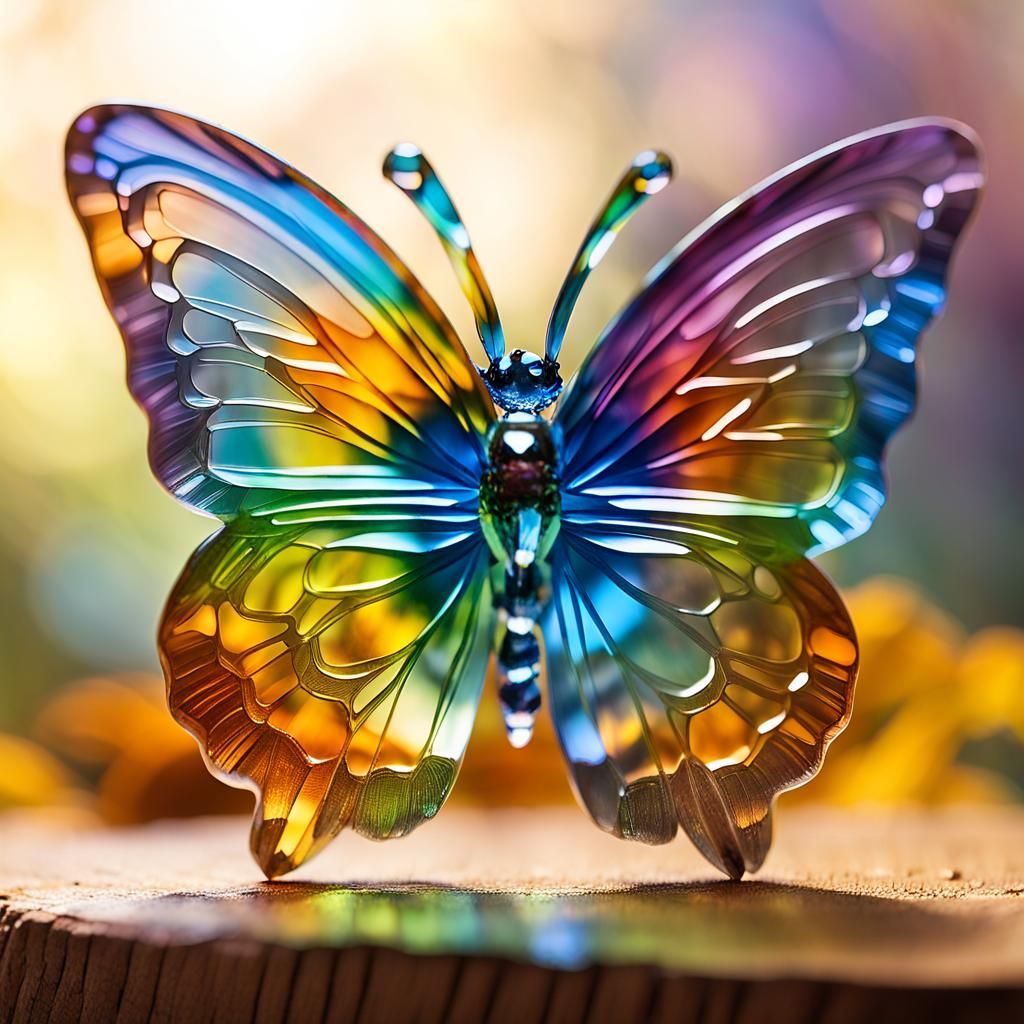 Rainbow Crystal Butterfly Figurine Macro Photography