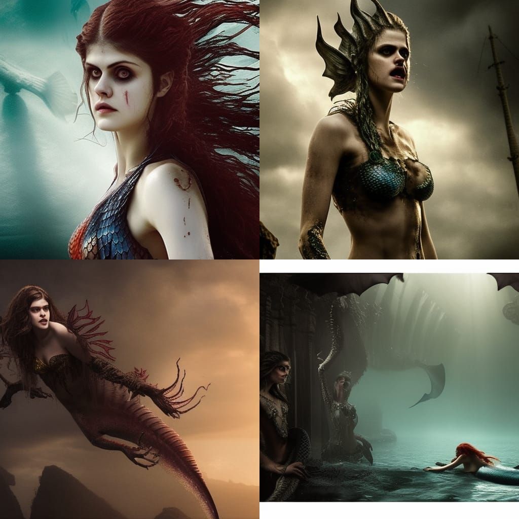 Eerie Mermaid with Sharp Teeth in 4K