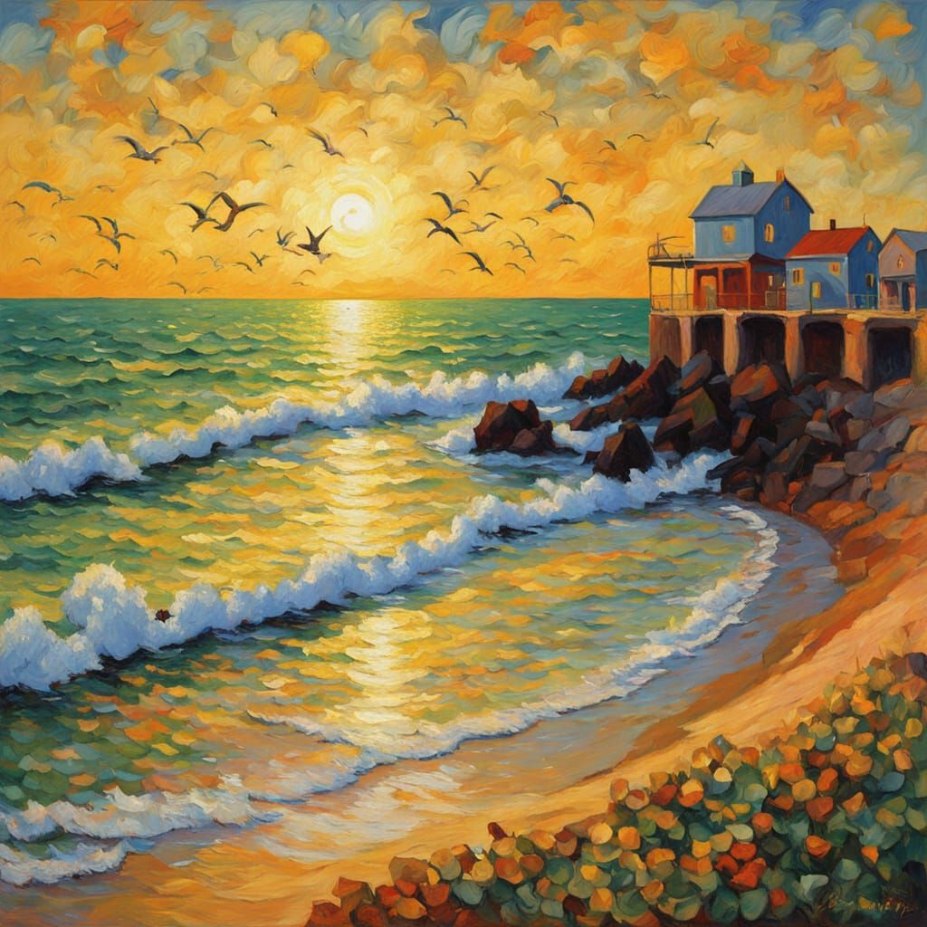 Neo-Expressionist Sunset on Blackpool Pier