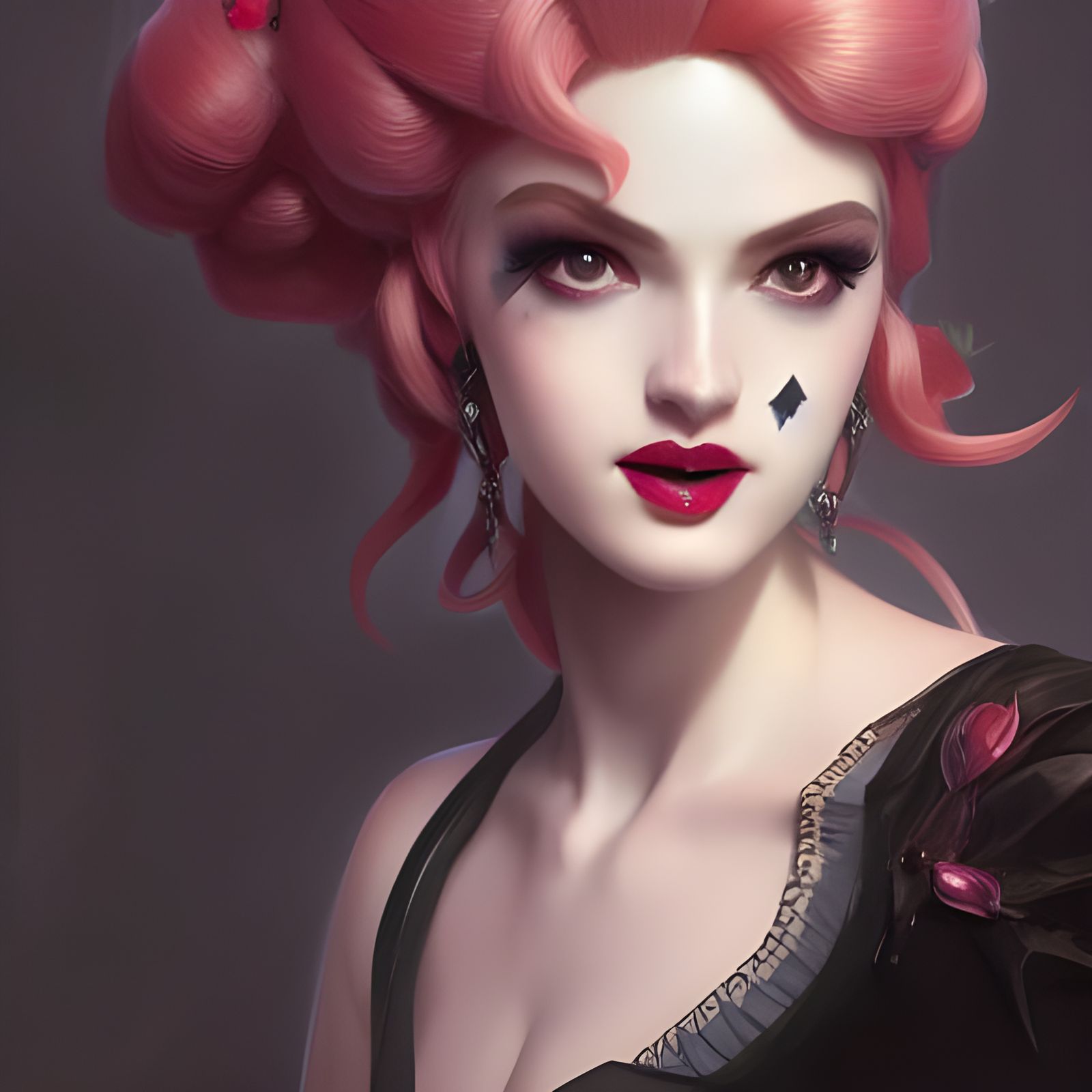Gothic Princess Peach Portrait in Artgerm Style